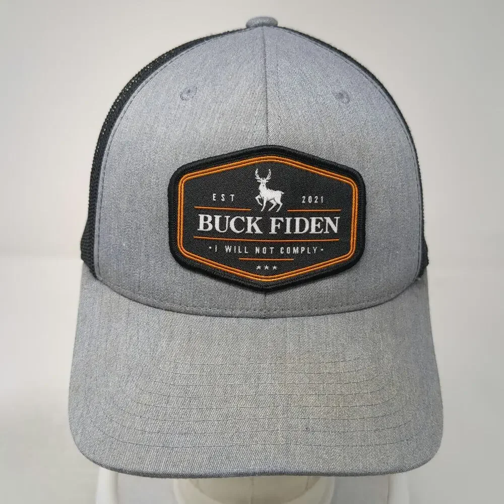 Yupoong Trucker Hat Gray Black One Size Buck Not Comply Mesh Snapback